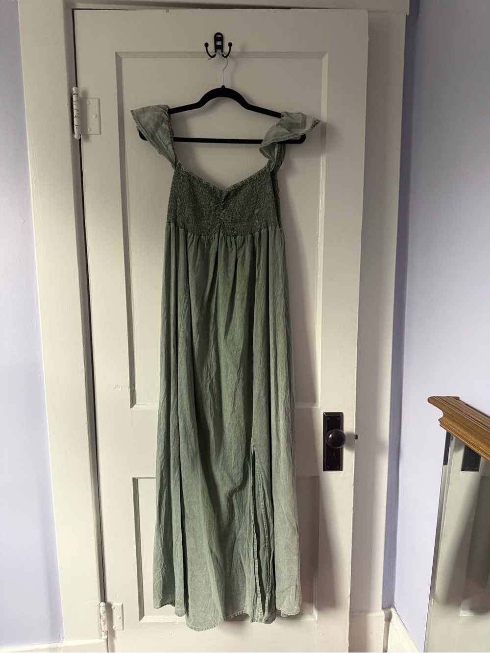 easel Sage Green Maxi Dress with Ruffle Straps